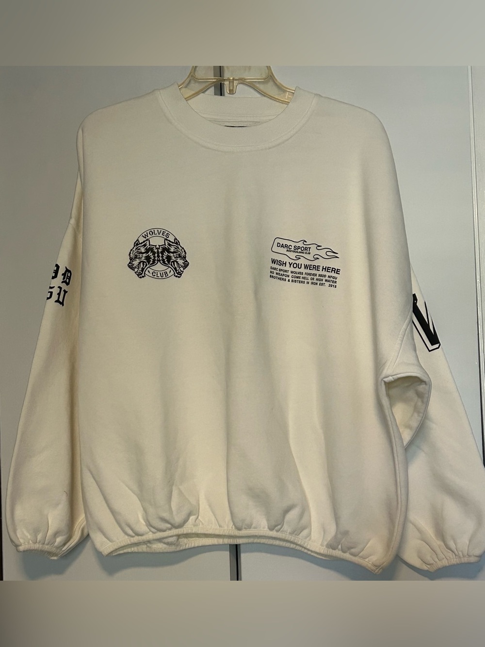 NWOT Darc Sport "Wish You Were Here" Cream Crewneck Sweatshirt - M (805/1000)